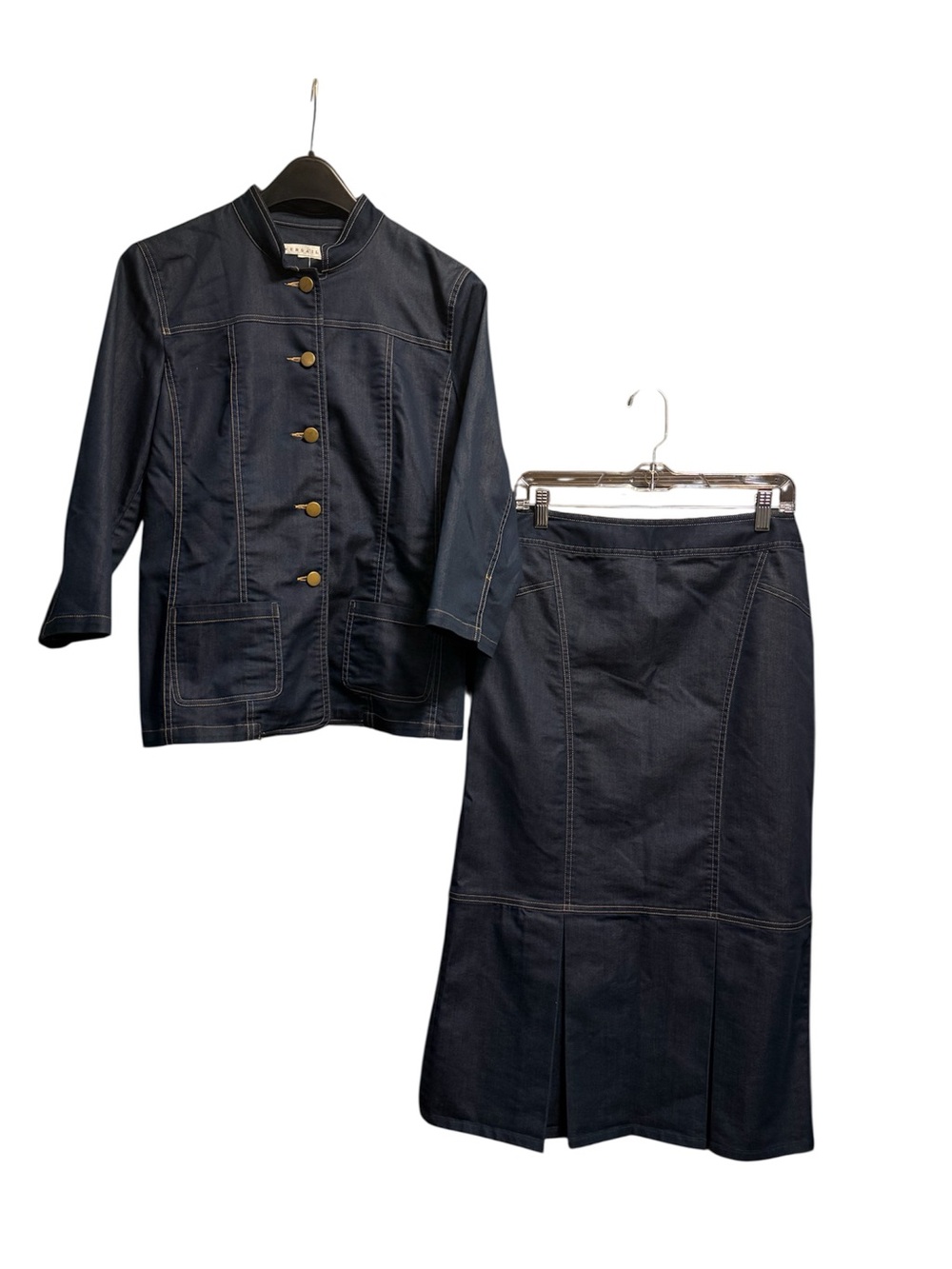 Women’s Versailles Denim Midi Skirt And Jacket Set